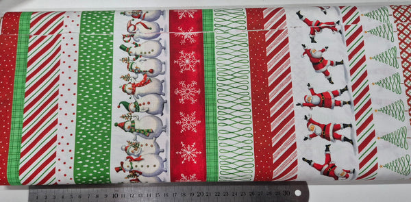 Christmas Jamboree Multi Stripe Patchwork-Robert Kaufman