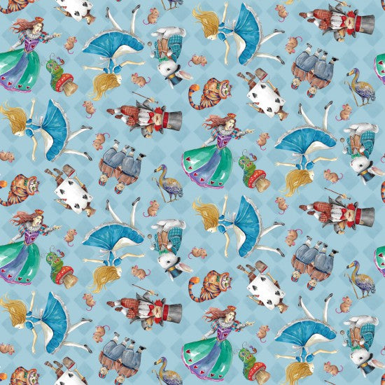 Alice in Wonderland on Blue
