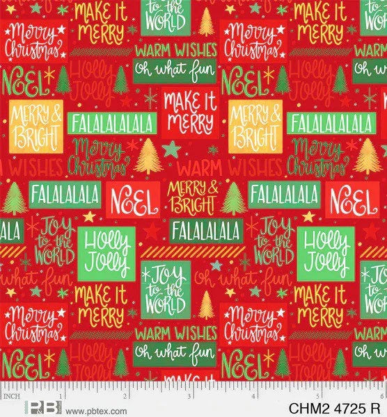 Christmas Miniatures Red Christmas Sayings Patchwork-P&B Textiles