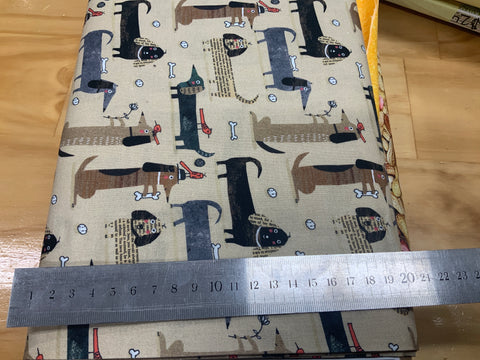 Sausage Dogs on Tan Patchwork