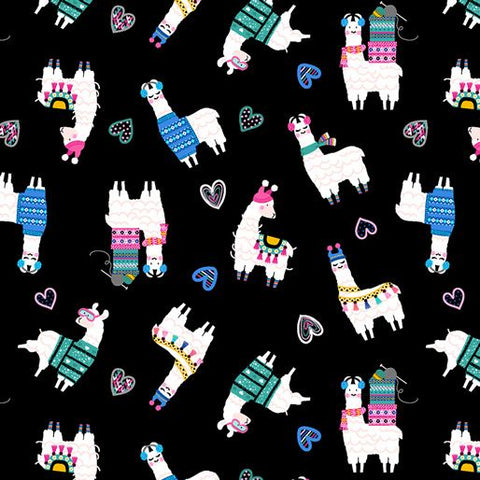 Llama Drama Small Black Llamas Patchwork