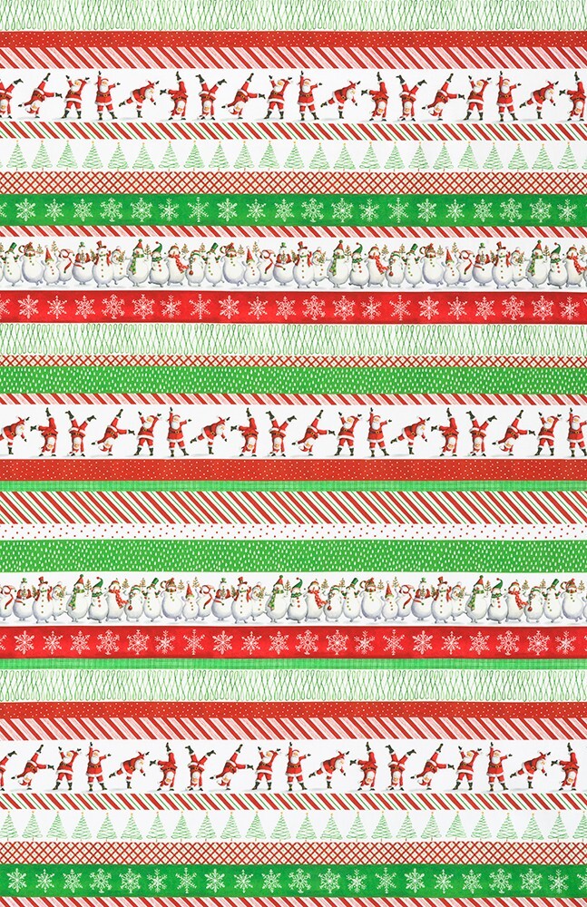 Christmas Jamboree Multi Stripe Patchwork-Robert Kaufman