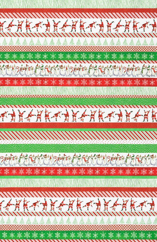 Christmas Jamboree Multi Stripe Patchwork-Robert Kaufman