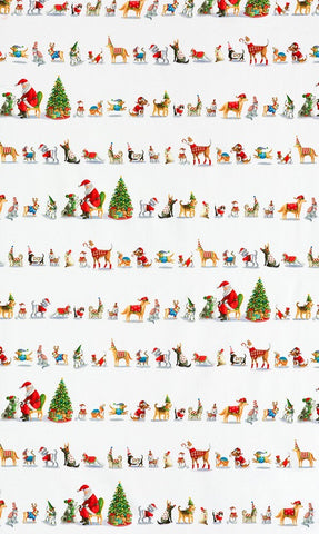 Christmas Jamboree Multi Animal On White Patchwork-Robert Kaufman