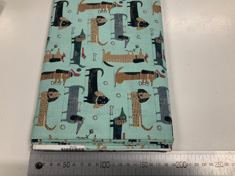 Sausage Dogs on Mint Patchwork