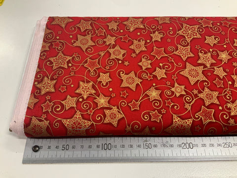 Holiday Florish Metallic Red Stars Patchwork