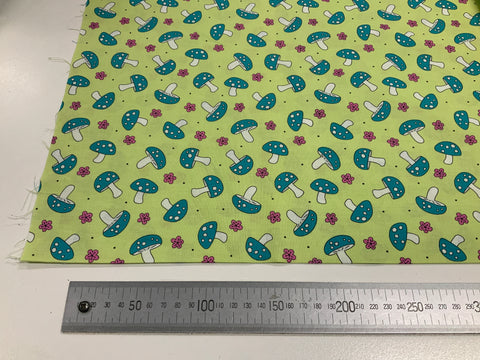 Hoot Hoot Blue Mushrooms on Green Patchwork