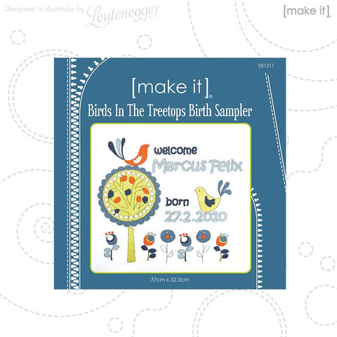 Birds In The Treetops Birth Sampler Cross Stitch Kit