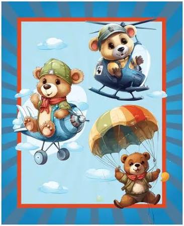 Bears Flying Cot Panel