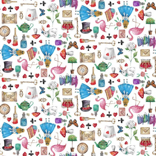 Alice in Wonderland Multi on White