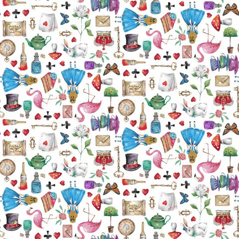 Alice in Wonderland Multi on White