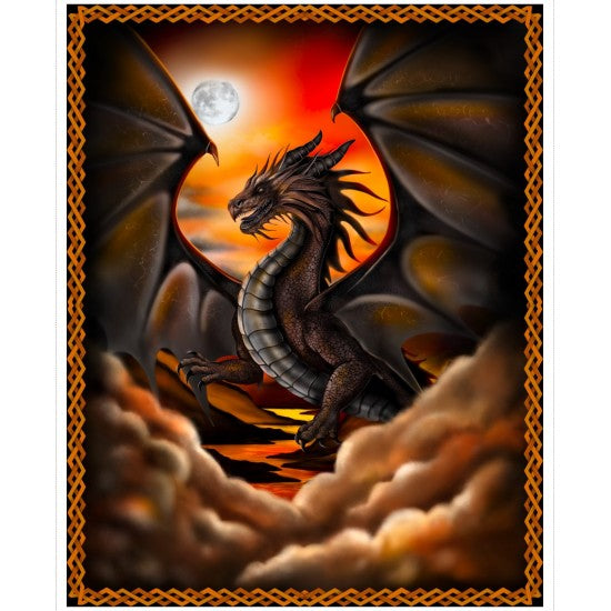 Dragon Fire and Fury Patchwork Panel