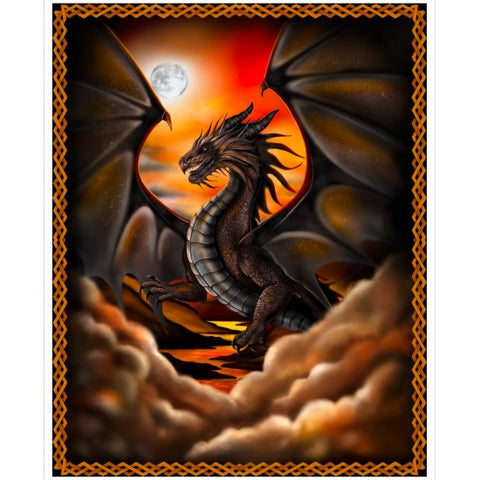 Dragon Fire and Fury Patchwork Panel