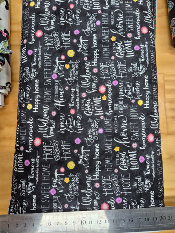 At Home Words on Charcoal Patchwork