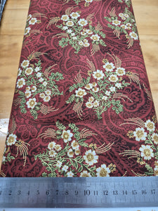 Radiant Bouquets on Maroon Patchwork