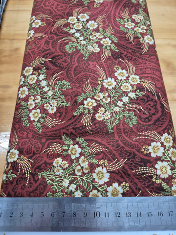 Radiant Bouquets on Maroon Patchwork