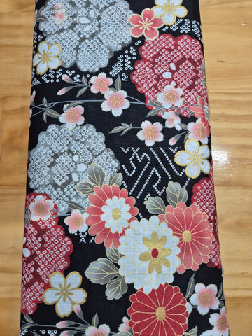 Floral Linen Blend with Metallic Gold Detail