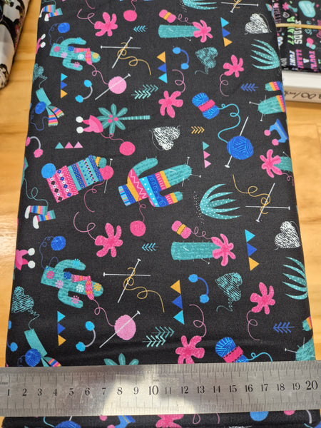 Llama Drama Black Cactus Patchwork