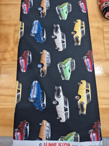 Aussie Icons Cars on Black Patchwork
