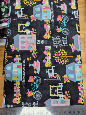 At Home Houses on Charcoal Patchwork