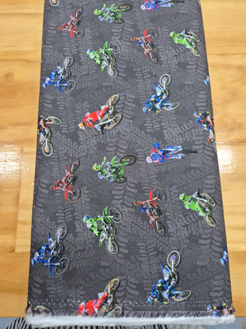 Motorbike on Grey Patchwork