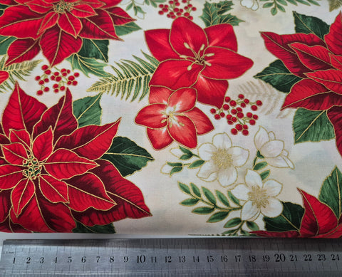 Holiday Florish Metallic Poinsettia Patchwork