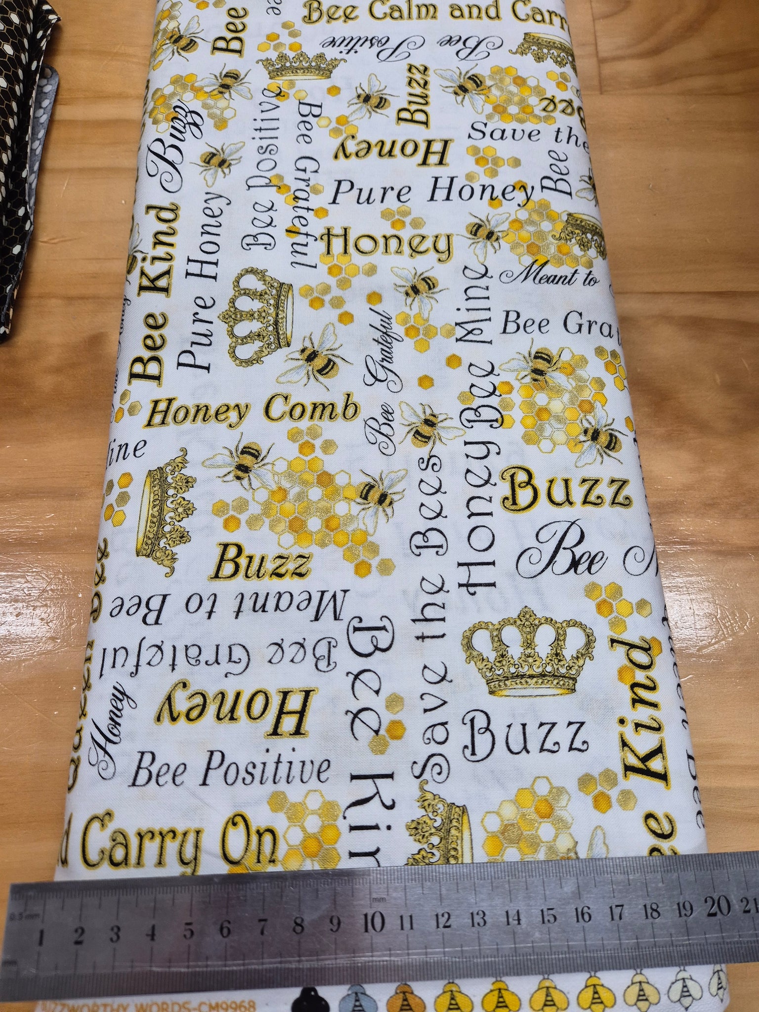 Buzzworthy Bees Words on White Patchwork