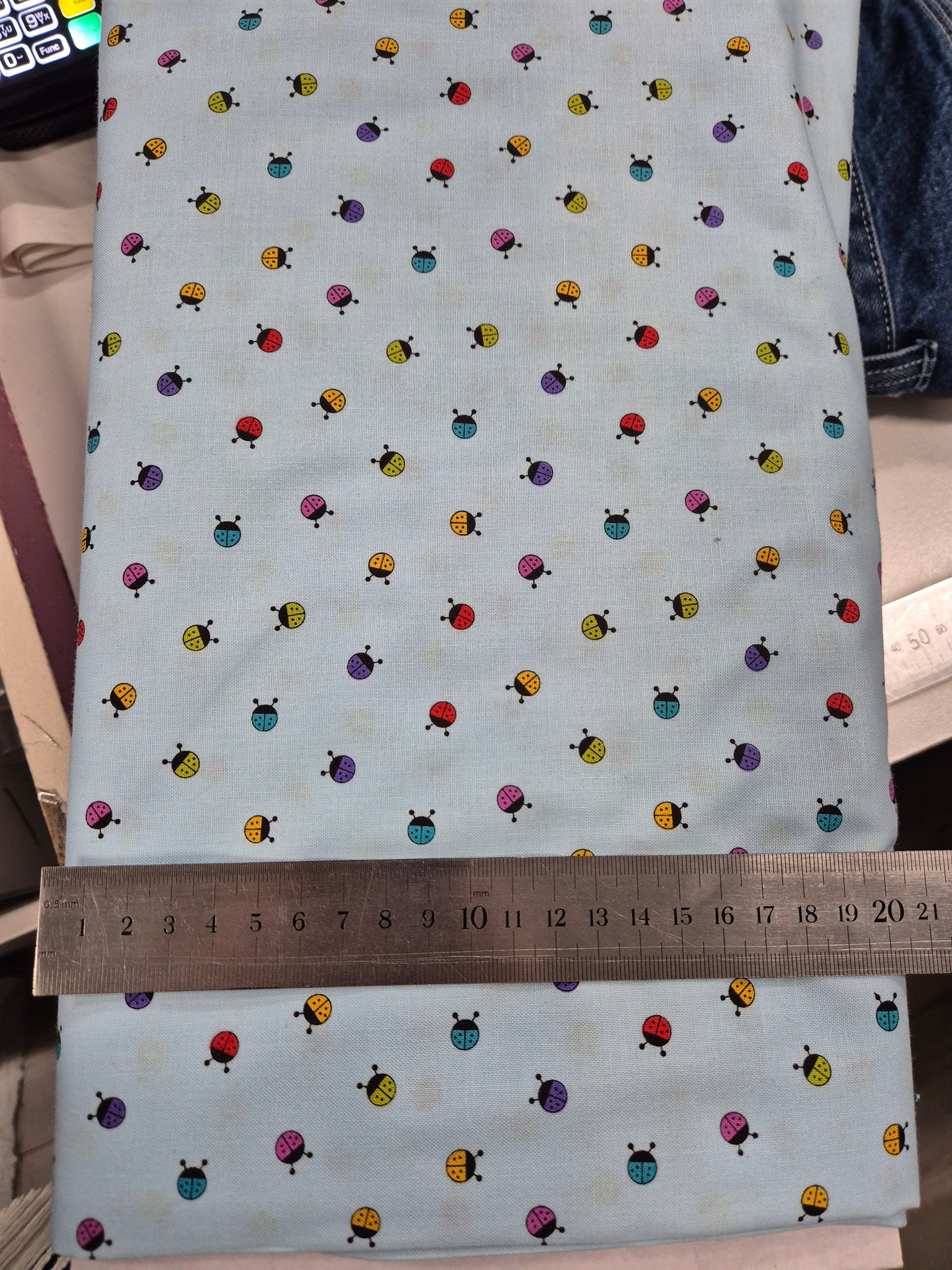 Hoot Hoot Ladybugs on Blue Patchwork