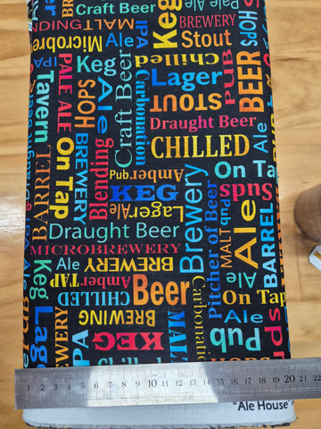 Ale House Words on Black Patchwork