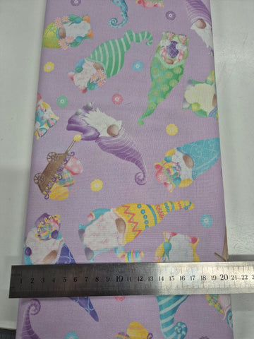 Spring Garden Gnomes Gnomes on Purple Patchwork