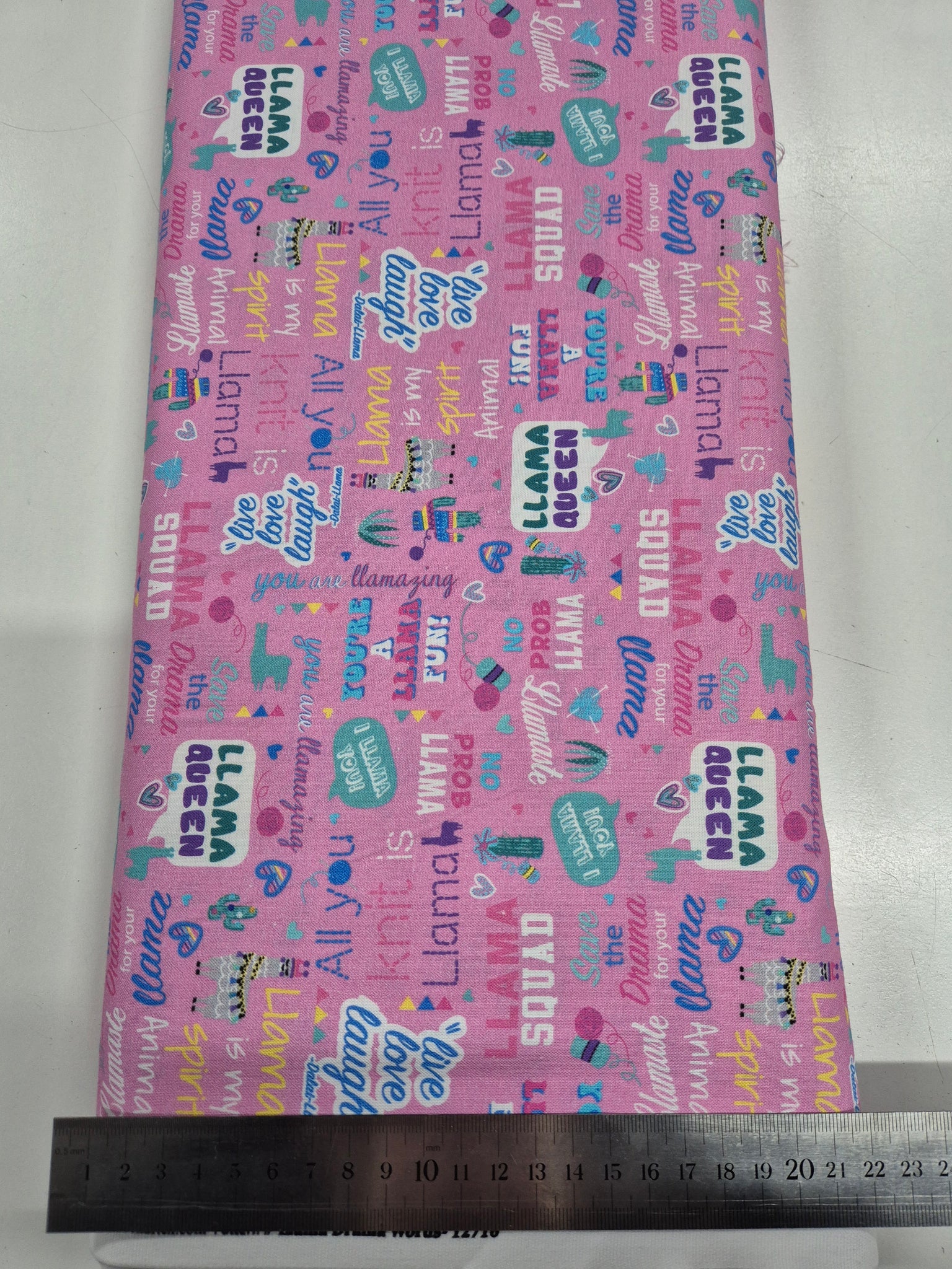 Llama Drama Words on Pink Patchwork