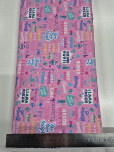 Llama Drama Words on Pink Patchwork