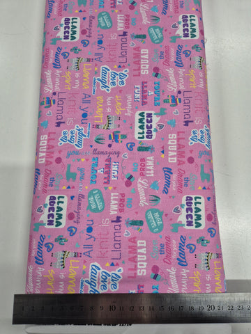 Llama Drama Words on Pink Patchwork
