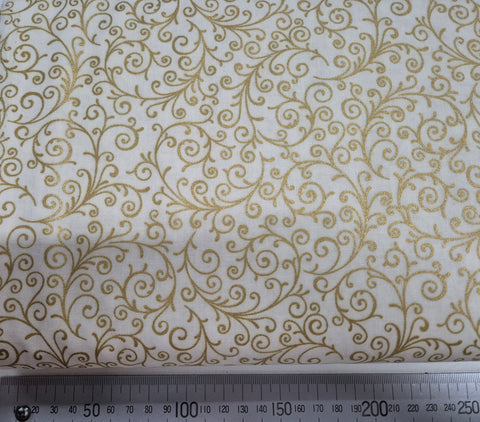 Holiday Florish Metallic Swirls Ivory Patchwork