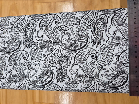 Night & Day Black Paisley on White Fabric