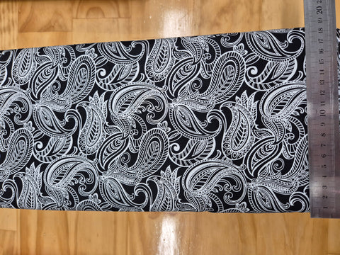 Night & Day White Paisley on Black Fabric