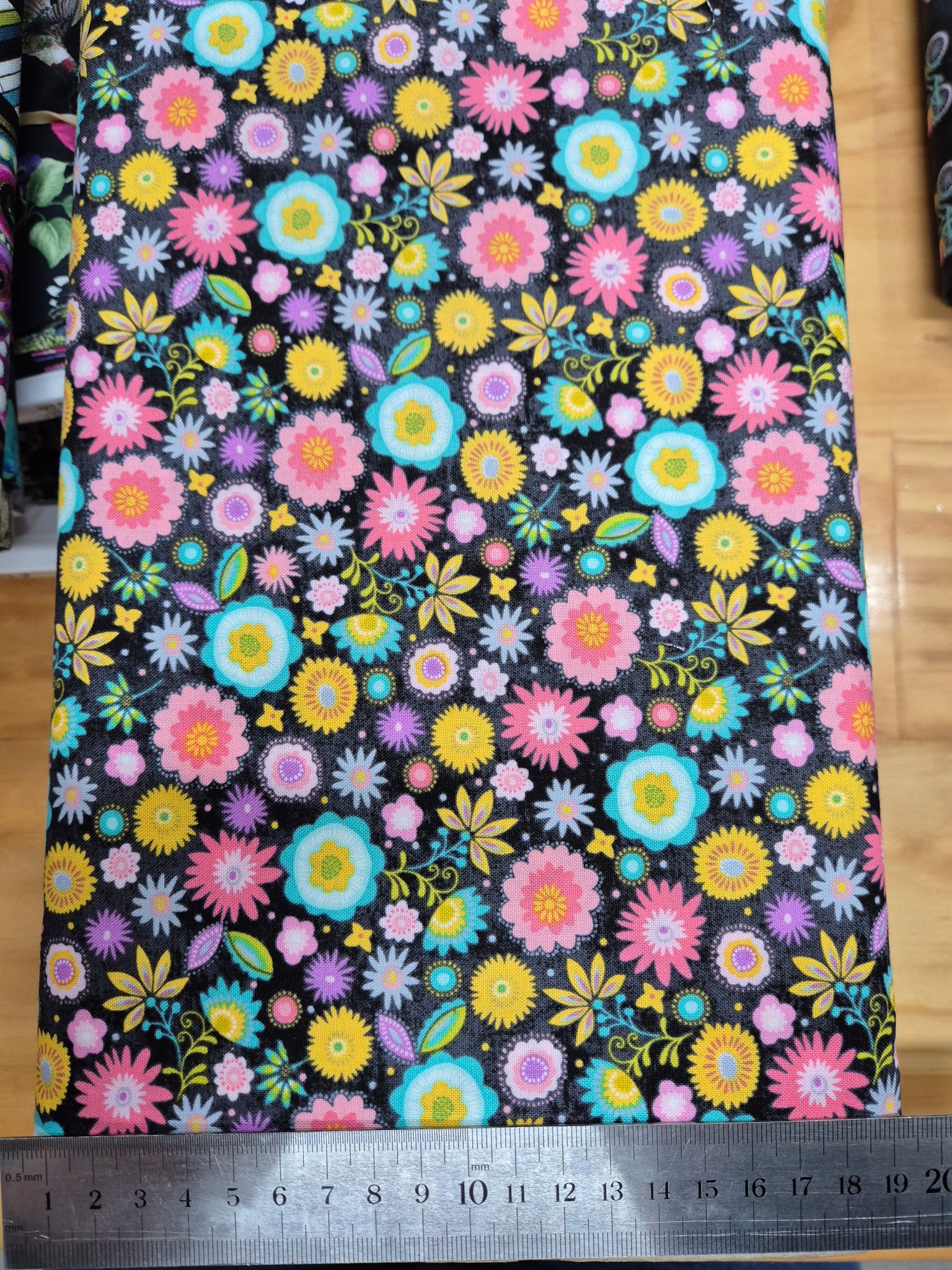 At Home Floral on Charcoal Patchwork