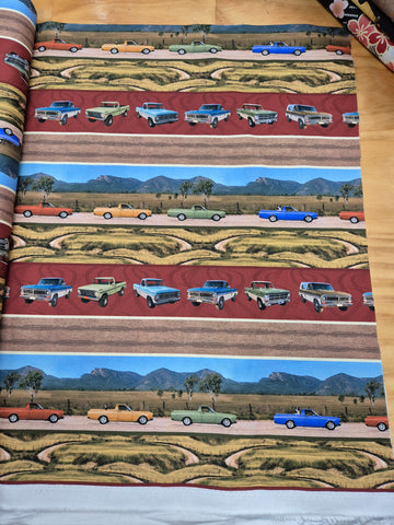 Vintage Vehicles Cars Stripe Patchwork