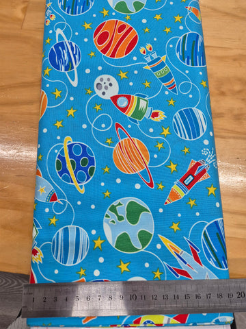 All Systems Glow Space on Blue Patchwork