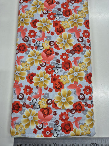 Floral and Butterflies on Grey Patchwork