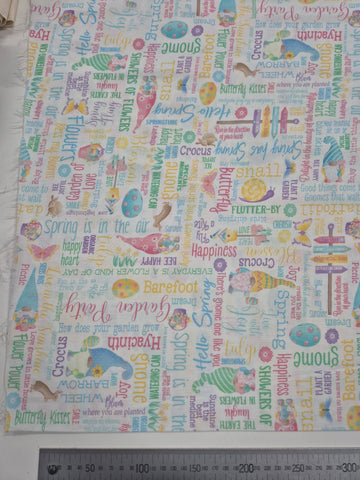 Spring Garden Gnomes Garden Words Patchwork