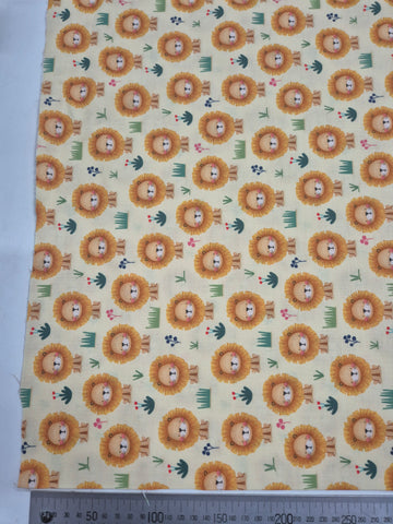 Jungle Paradise Lions on Yellow Fabric