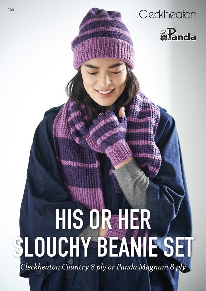 Leaflet 155 His or Her Slouchy Beanie Set
