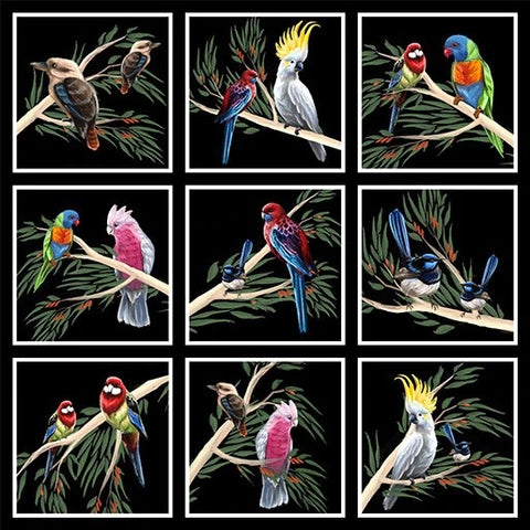 Birds Of The Bush Patchwork Panel